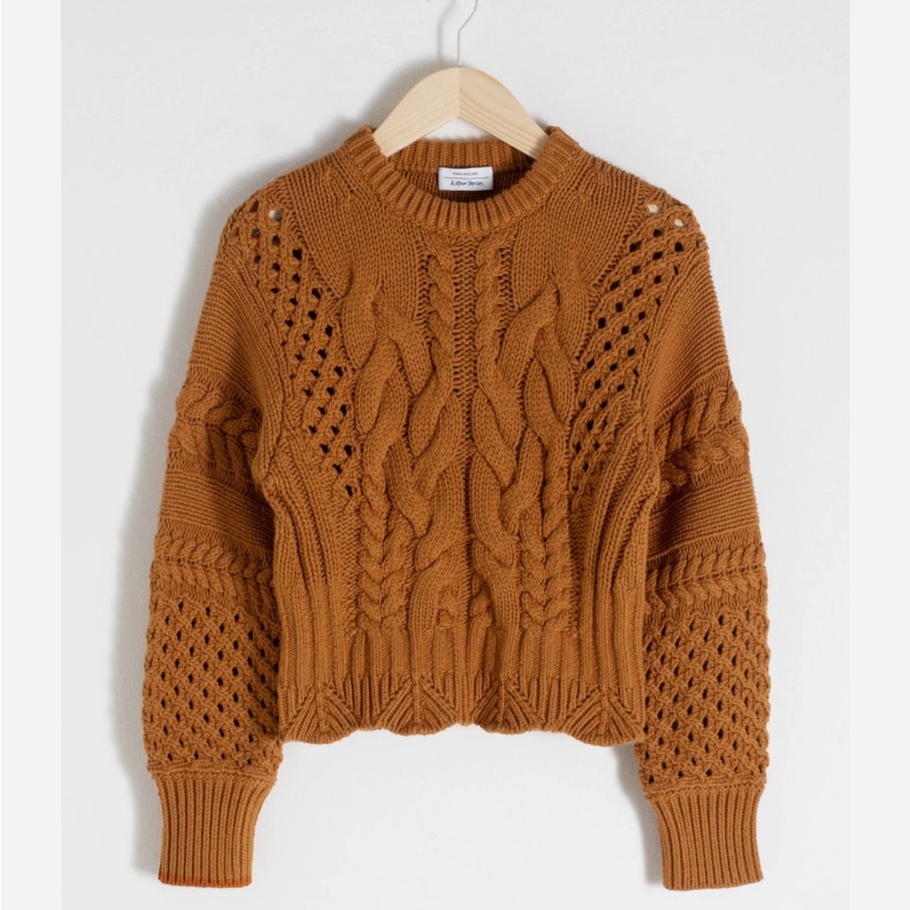 & Other Stories Cropped Cable Knit Sweater